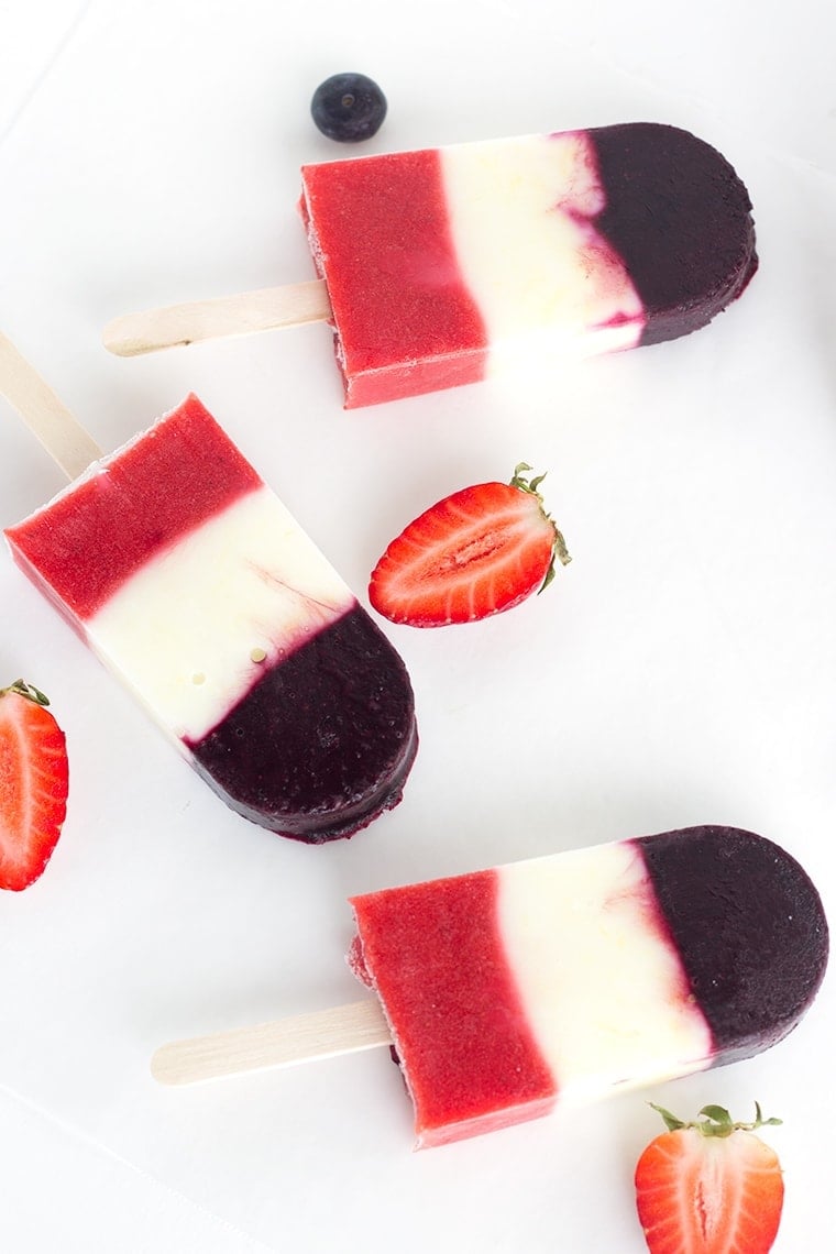 Red White and Blue Berry Yogurt Pops