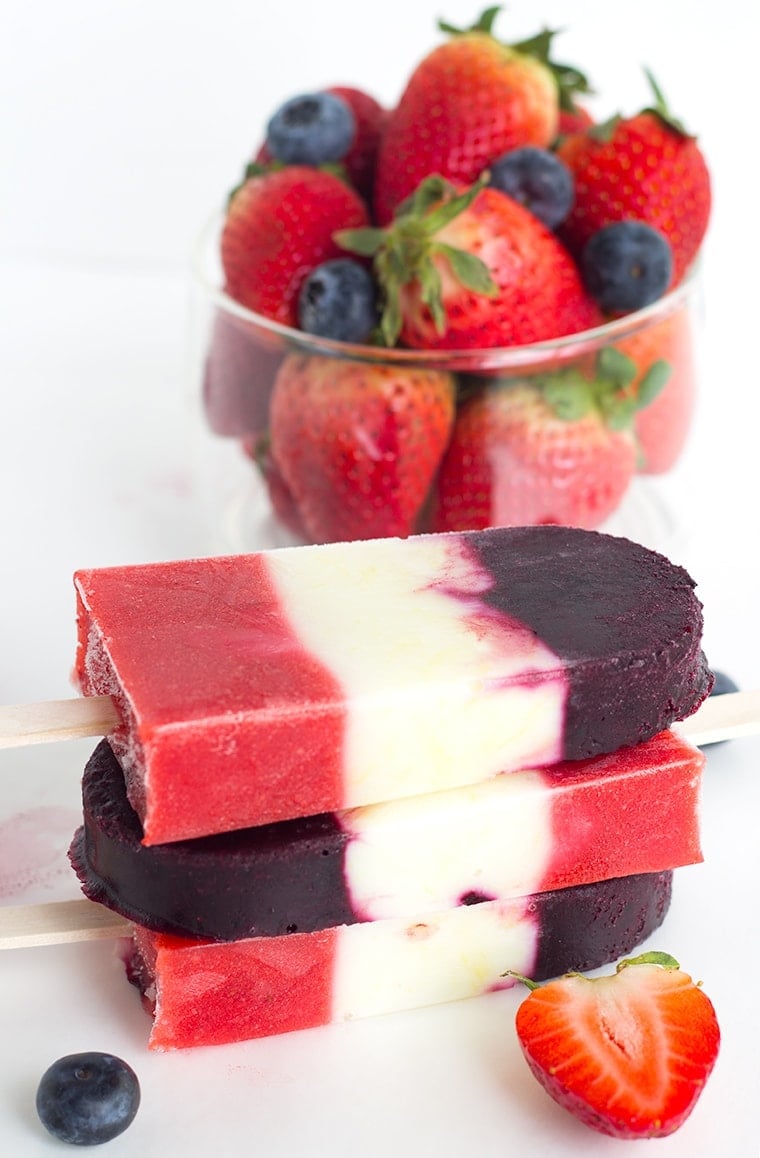 Red White and Blue Berry Yogurt Pops