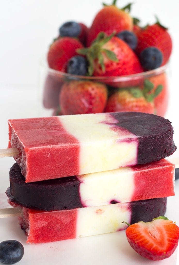 Red White and Blue Berry Yogurt Pops