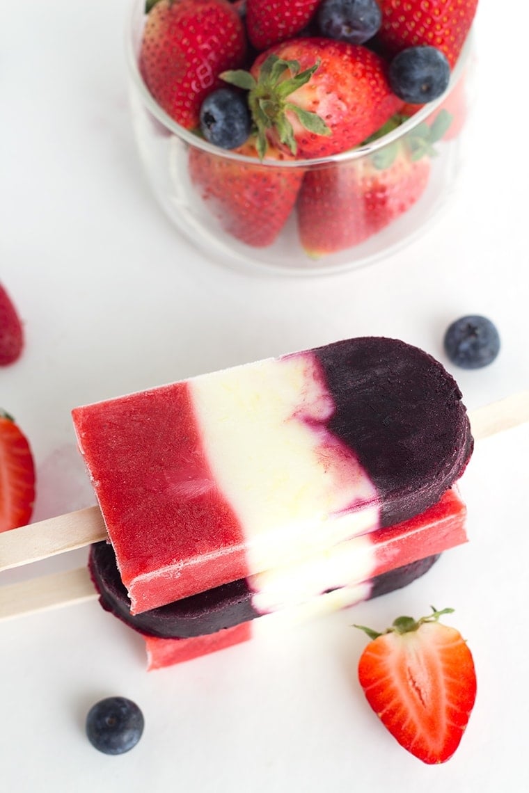 Red White and Blue Berry Yogurt Pops