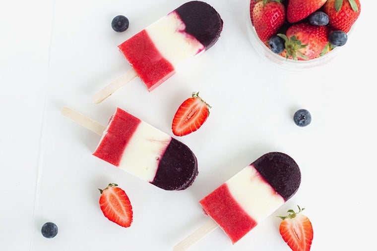 Red White and Blue Berry Yogurt Pops