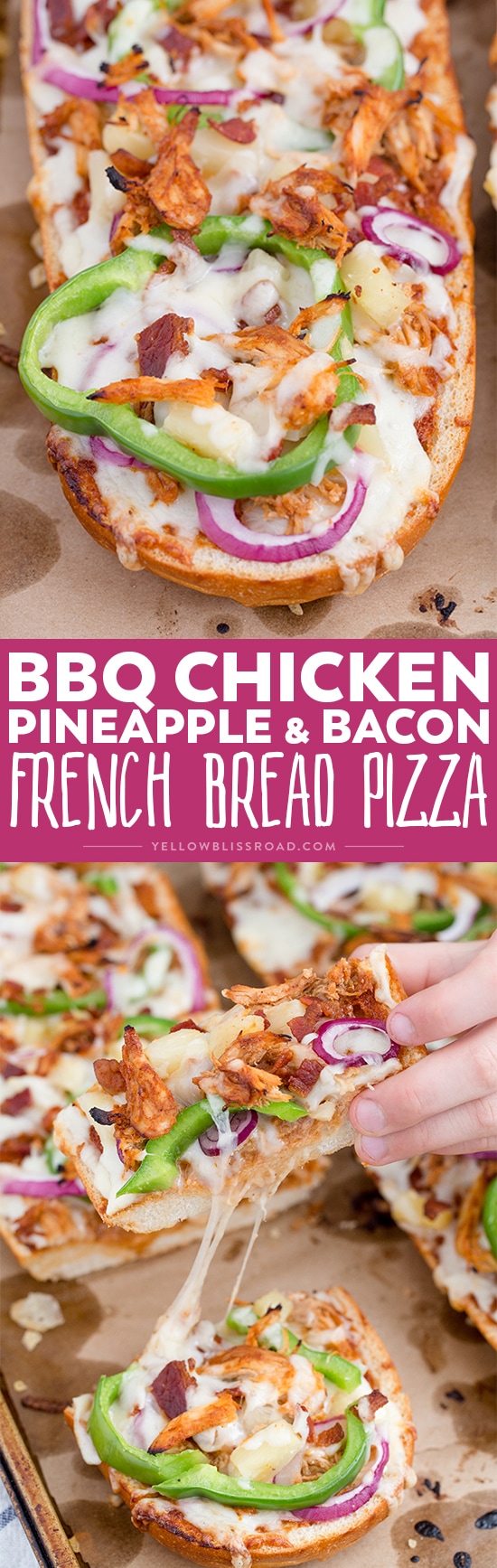 This Barbecue Chicken, Pineapple and Bacon French Bread Pizza is an easy weeknight meal that's full of flavor!