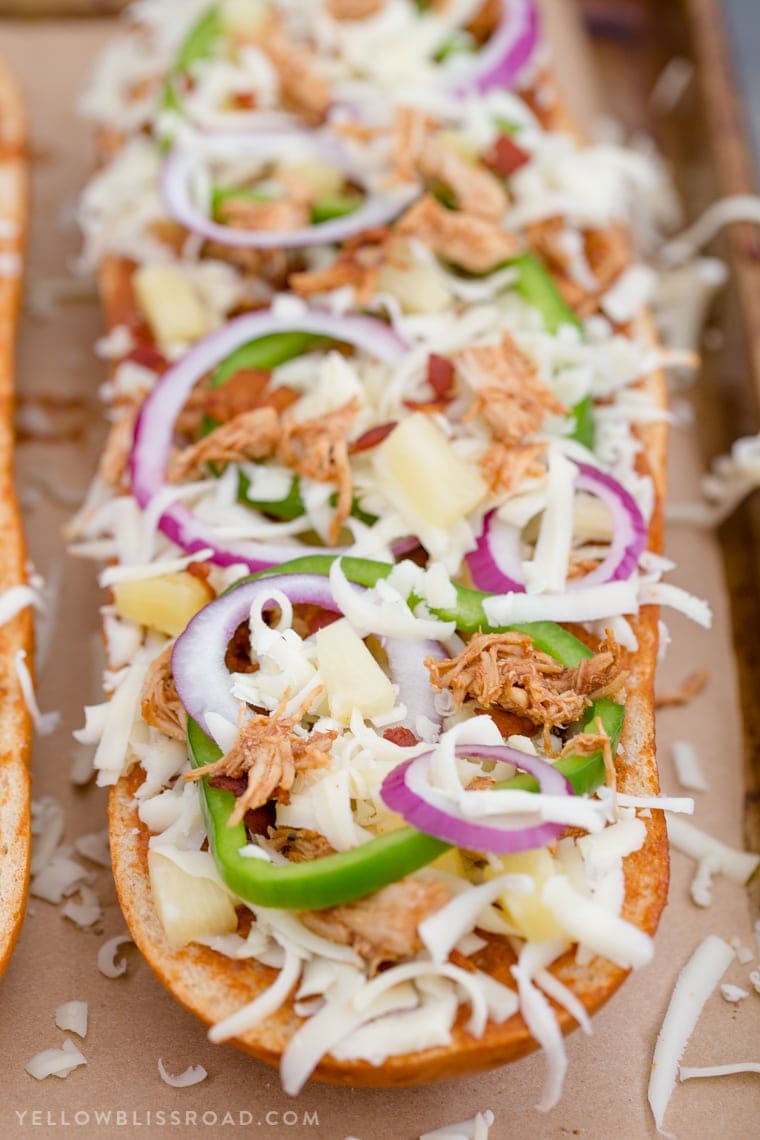 This Barbecue Chicken, Pineapple and Bacon French Bread Pizza is an easy weeknight meal that's full of flavor!