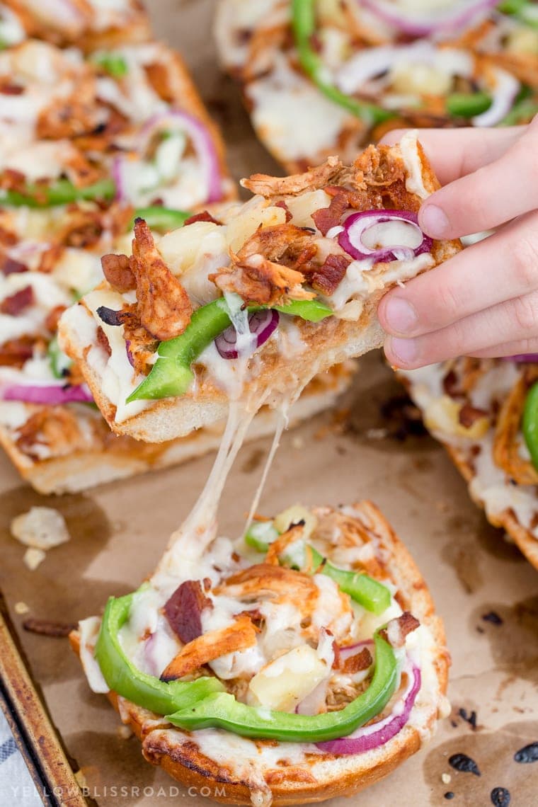 This Barbecue Chicken, Pineapple and Bacon French Bread Pizza is an easy weeknight meal that's full of flavor!