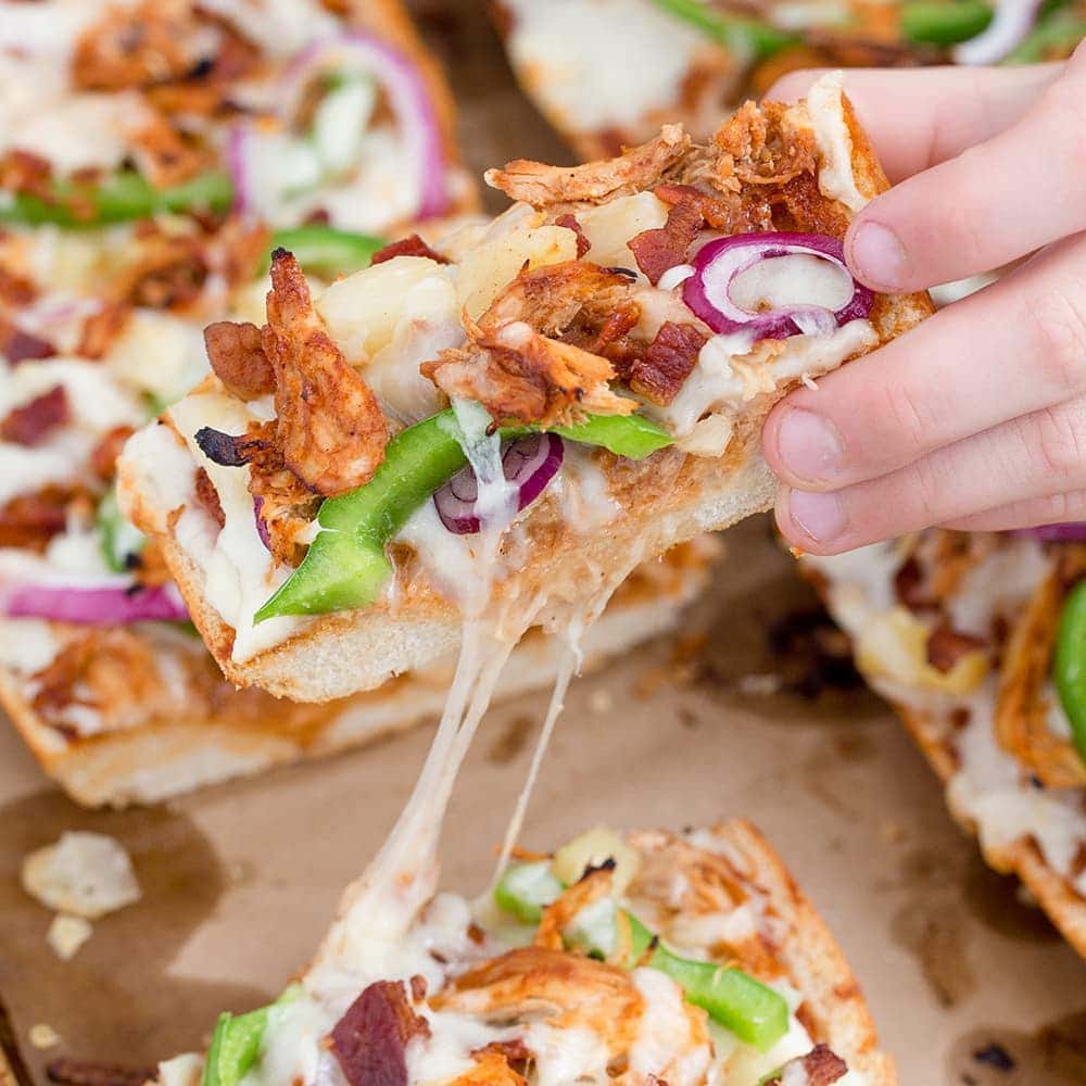 Barbecue Chicken, Pineapple and Bacon French Bread Pizza