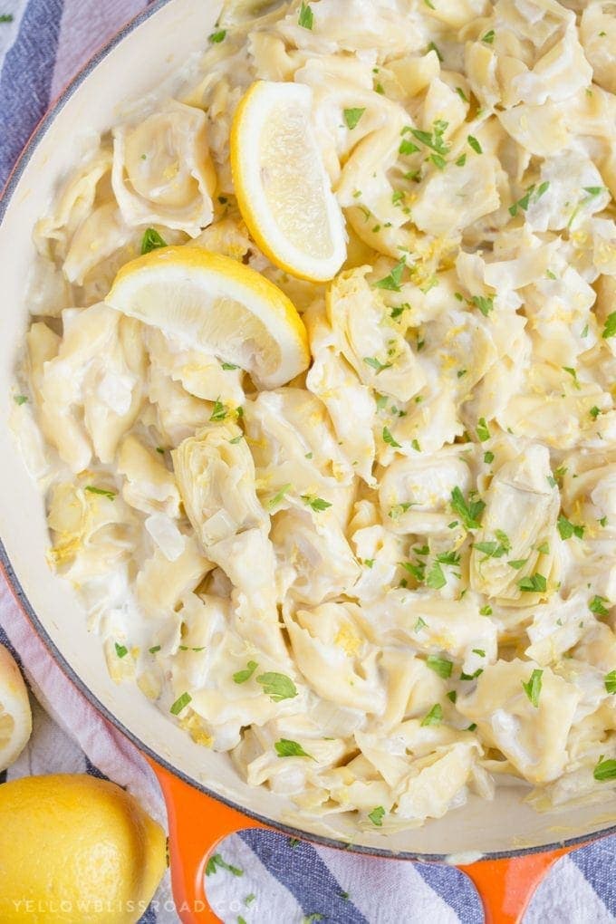 Creamy Lemon Artichoke Tortellini Skillet Yellow Bliss Road
