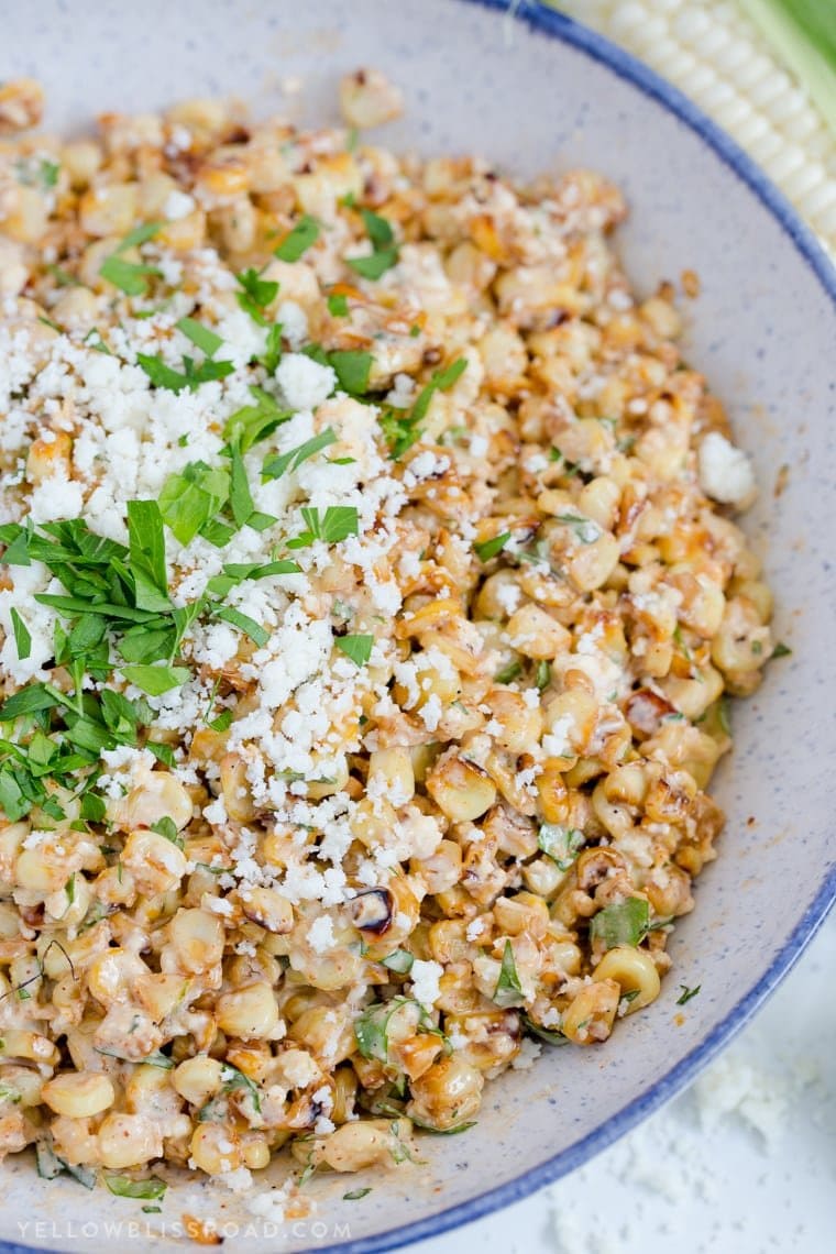 An overhead shot of Mexican Street Corn Salad