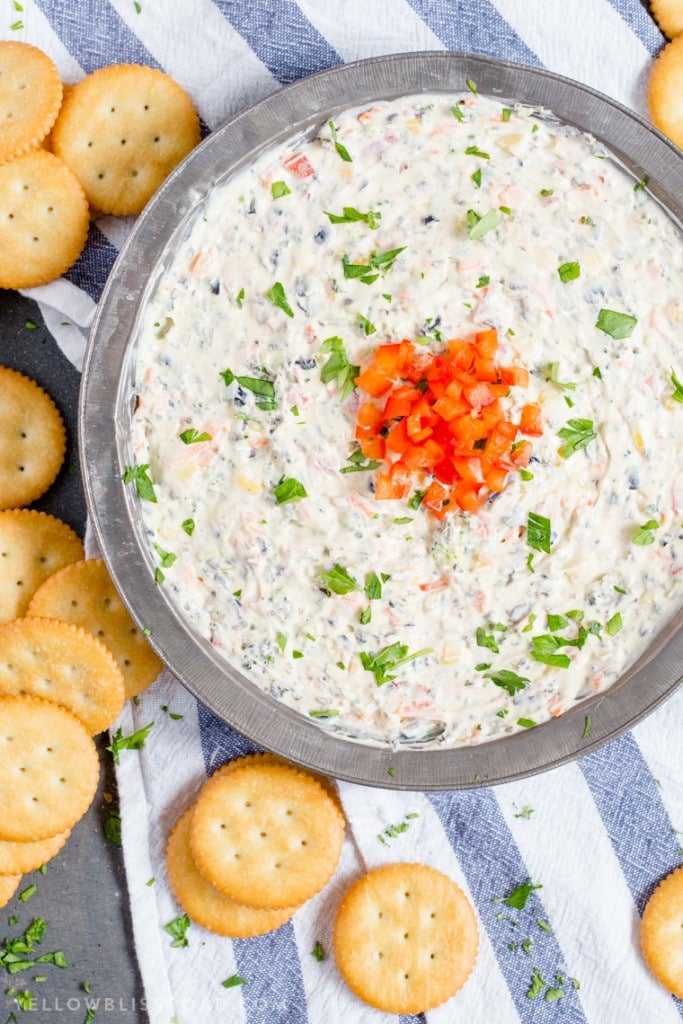 Creamy Ranch and Vegetable Dip is full of your favorite veggies and loaded with Ranch flavor. Great with crackers or chips, it's your new favorite summer snack!