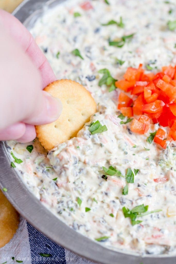 Creamy Ranch and Vegetable Dip is full of your favorite veggies and loaded with Ranch flavor. Great with crackers or chips, it's your new favorite summer snack!