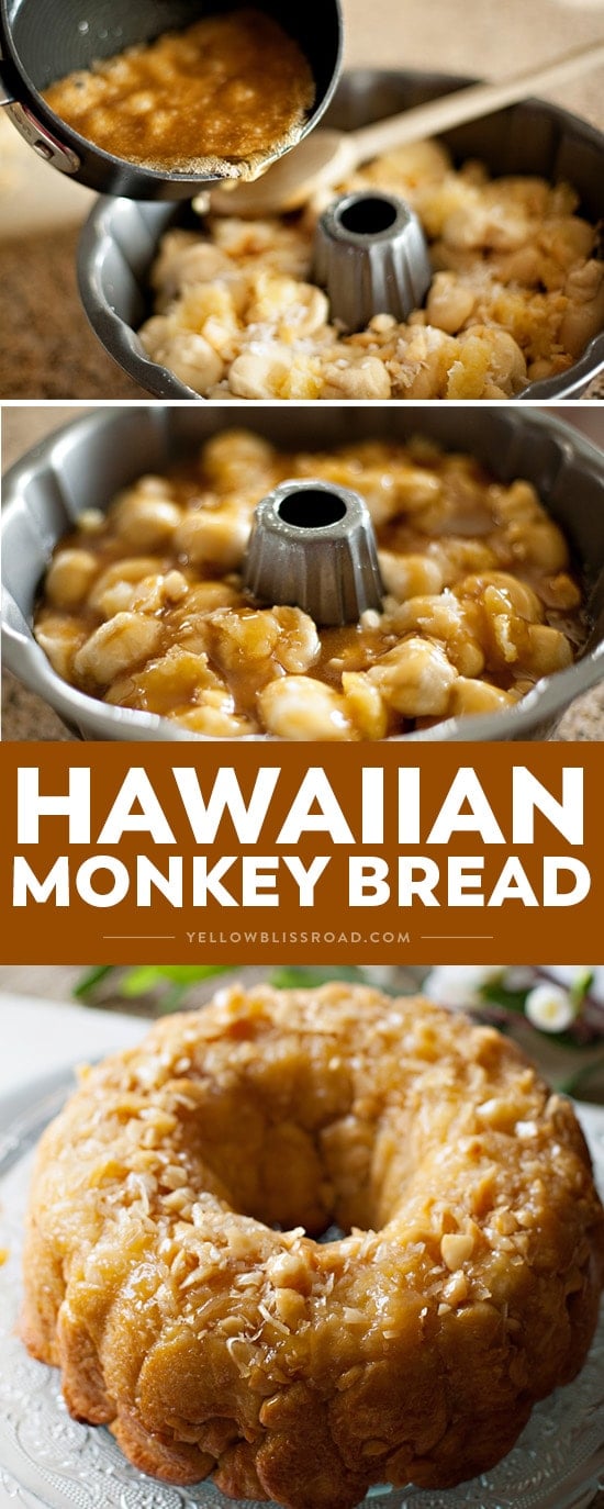 Hawaiian monkey bread images made into a collage with title text