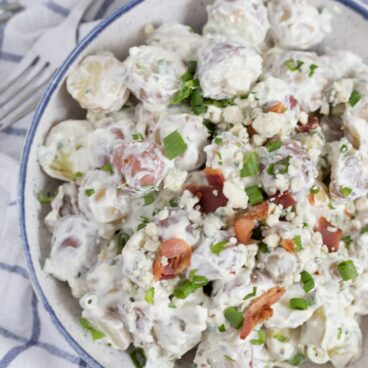 A close up of potato salad