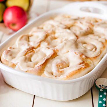 A dish of cinnamon rolls