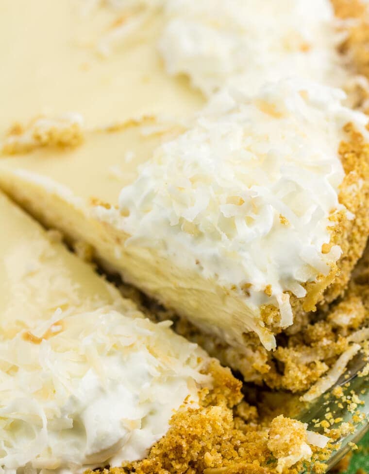 Tart, fruity and sweet this Coconut Key Lime Pie is one of the best and most loved dessert pies! This pie even had coconut IN the crust!