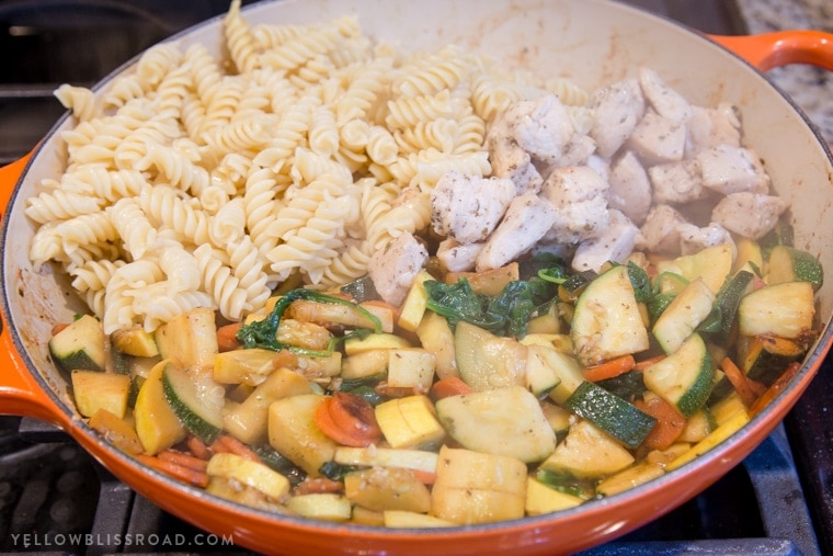 This Garlic Chicken and Vegetable Pasta is my new go-to for quick meal prep or a simple, delicious weeknight dinner. It's totally customizable with different veggies, too!