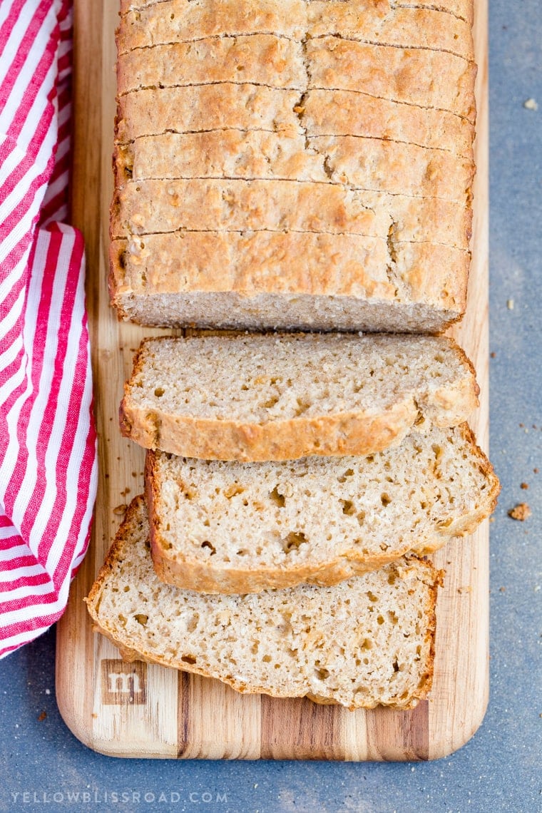 Easy Honey Oat Quick Bread; no-yeast, no-knead recipe made with oats and whole wheat and sweetened with honey. Easy quick bread, great side dish.