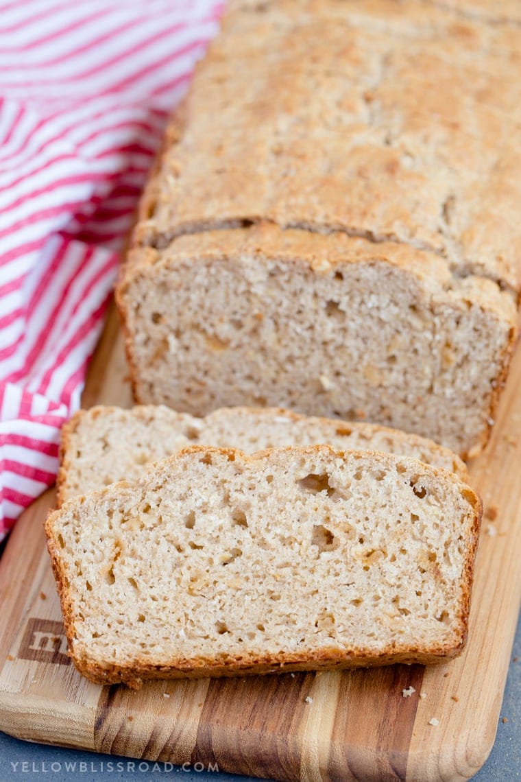 Easy Honey Oat Quick Bread; no-yeast, no-knead recipe made with oats and whole wheat and sweetened with honey. Easy quick bread, great side dish.