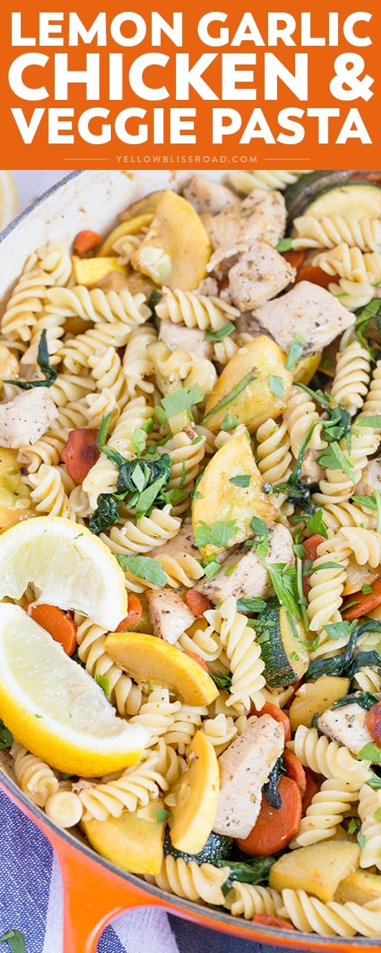 This Garlic Chicken and Vegetable Pasta is my new go-to for quick meal prep or a simple, delicious weeknight dinner. It's totally customizable with different veggies, too!