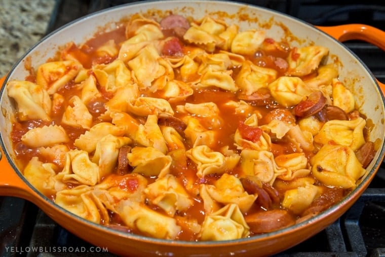 Creamy One Pan Tortellini and Smoked Sausage is a quick and delicious meal that combines tender, cheese-filled pasta with smokey sausage in a creamy sauce.