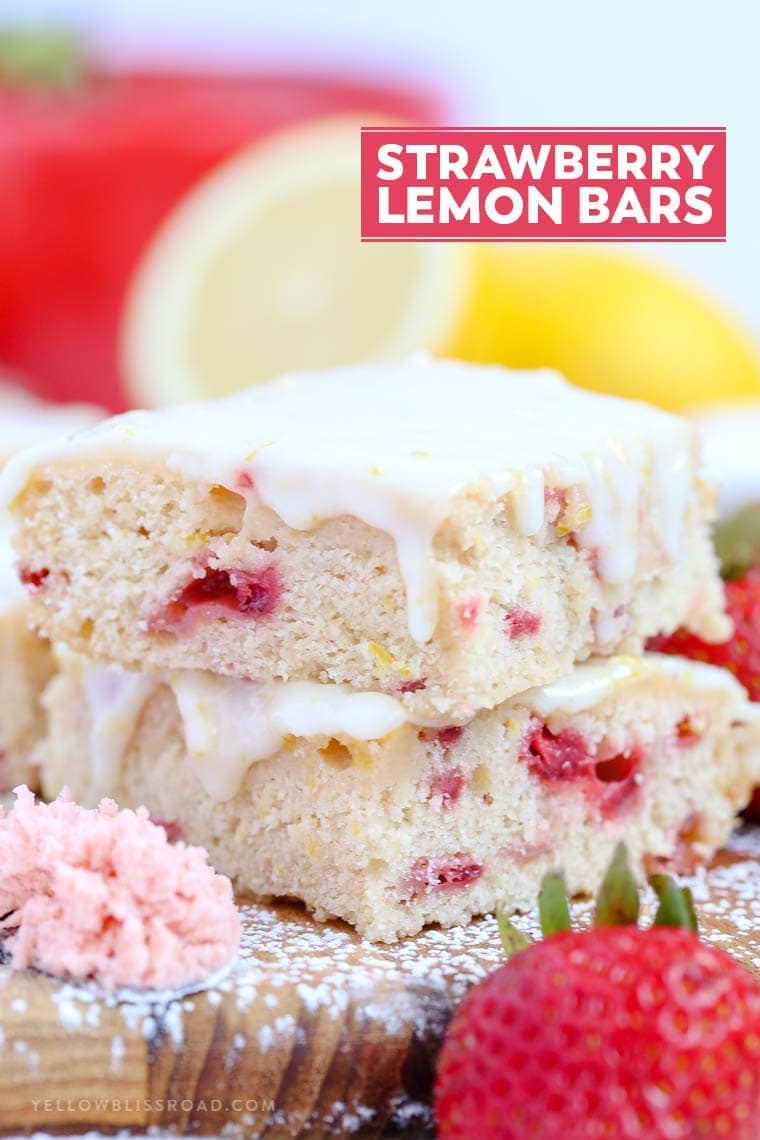 My Strawberry Lemon Bars are creamy and tart, made with fresh strawberries, fresh lemon juice and zest and Chef Shamy Strawberry Honey Butter. (ad)