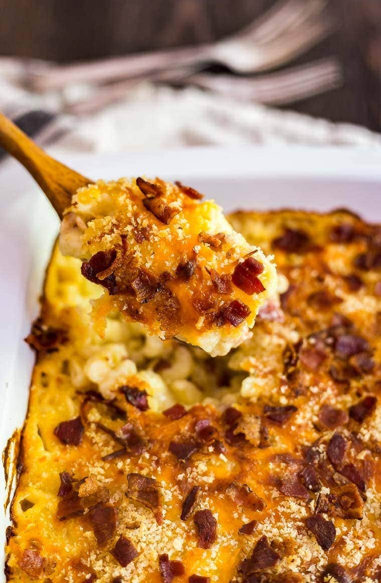 This Bacon Ranch Mac and Cheese is perfect for game day but quick enough to enjoy on a busy weeknight!