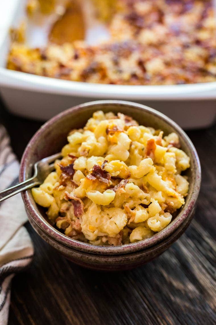 This Bacon Ranch Mac and Cheese is perfect for game day but quick enough to enjoy on a busy weeknight!