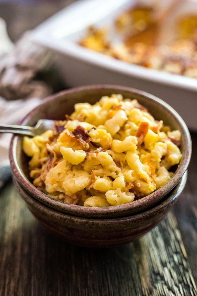 This Bacon Ranch Mac and Cheese is perfect for game day but quick enough to enjoy on a busy weeknight!