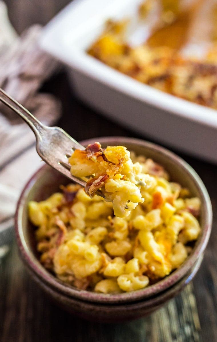 This Bacon Ranch Mac and Cheese is perfect for game day but quick enough to enjoy on a busy weeknight!
