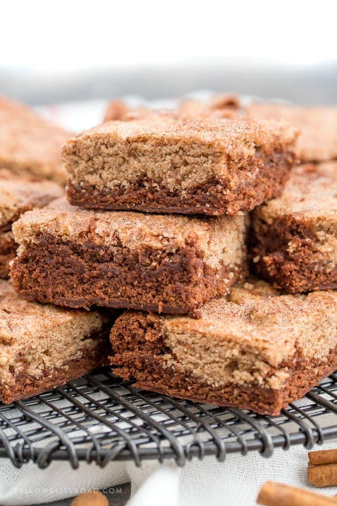 Stack of snickerdoodle brownies