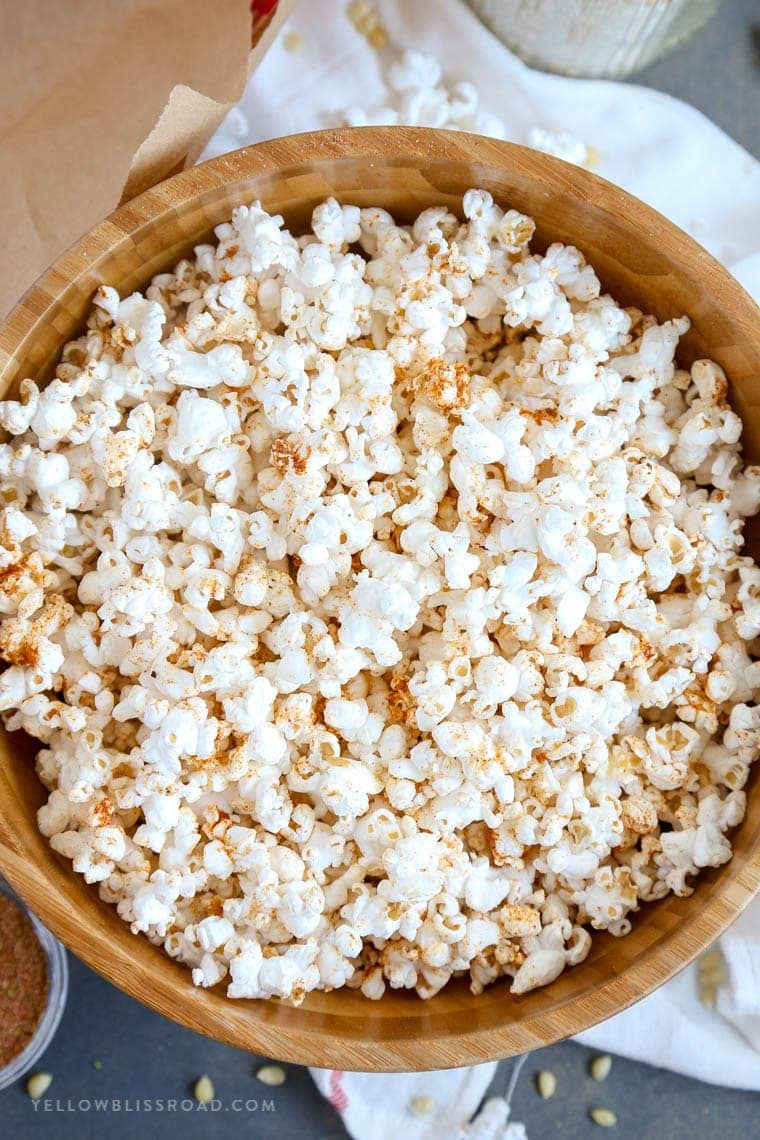 A big bowl of Hot Buttered Cajun Popcorn made with a Homemade Cajun Seasoning Blend