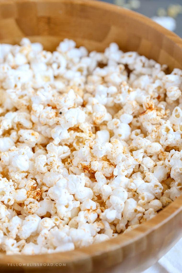 Hot Buttered Cajun Popcorn made with a Homemade Cajun Seasoning Blend