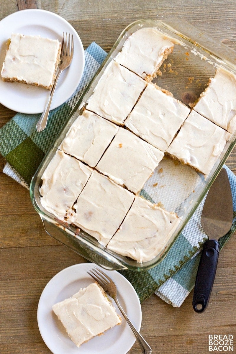 apple spice sheet cake with cream cheese frosting