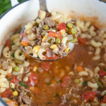 A close up of soup
