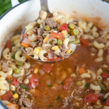 A close up of soup