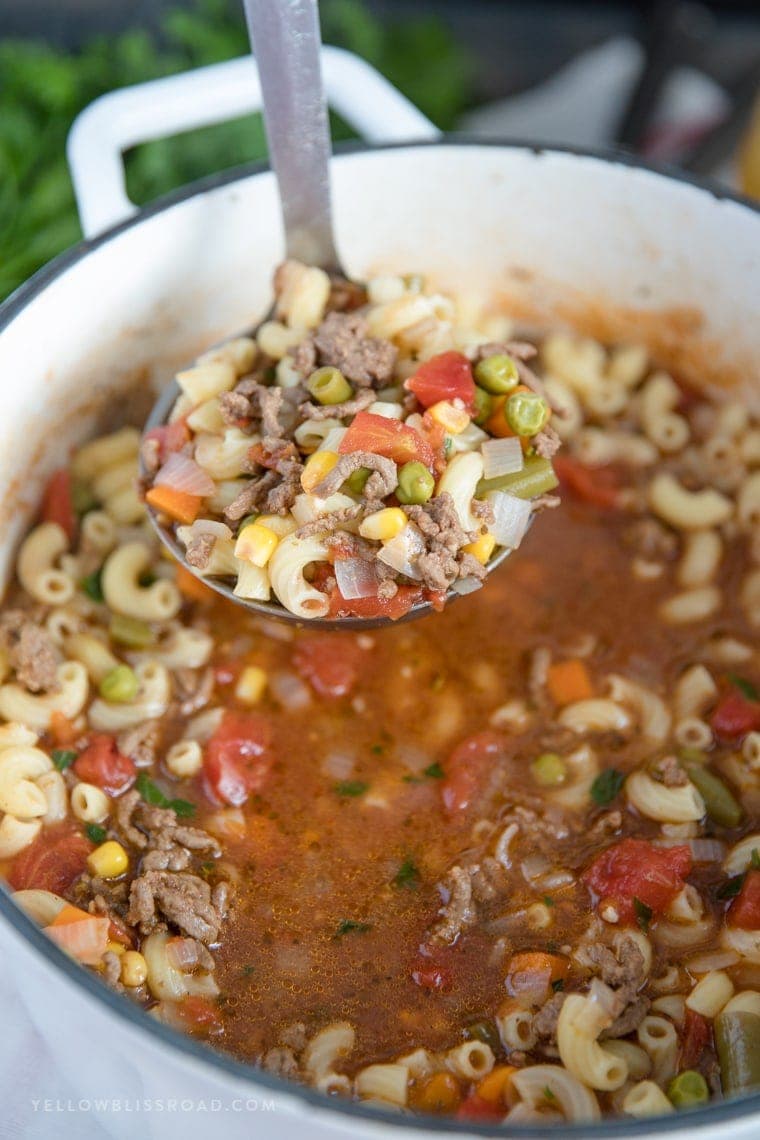 Easy Tomato Beef & Macaroni Soup Recipe aka Goulash Soup