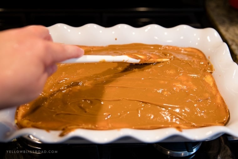 Caramel Apple Pie Poke Cake with Dulce de Leche filling.