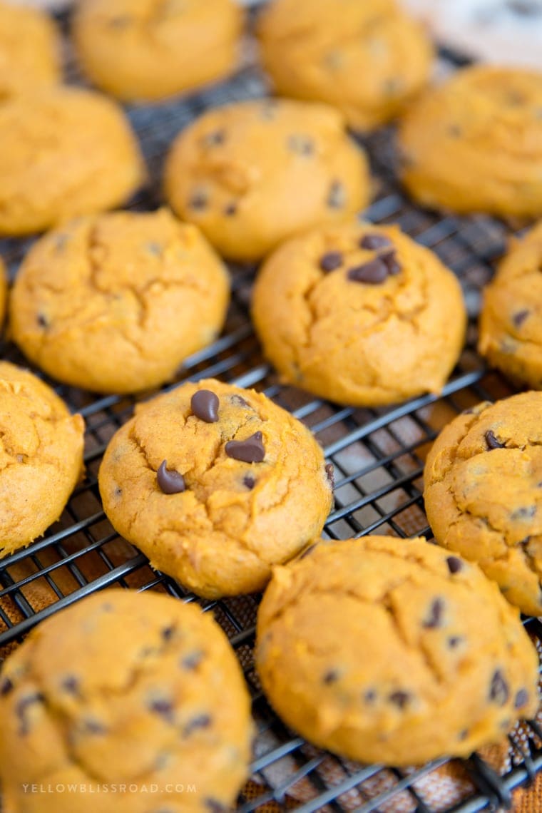 Pumpkin Chocolate Chip Cookies made from cake mix