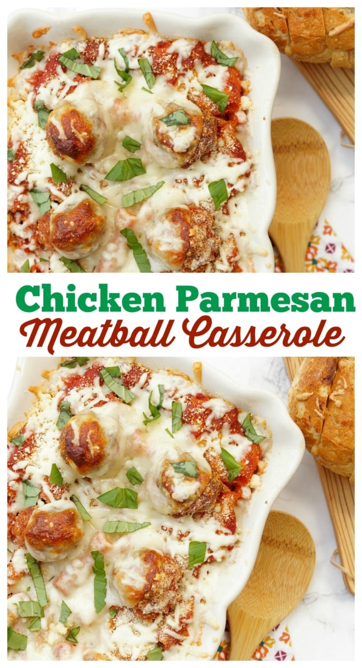 Social media image of Chicken Parmesan Meatball Casserole