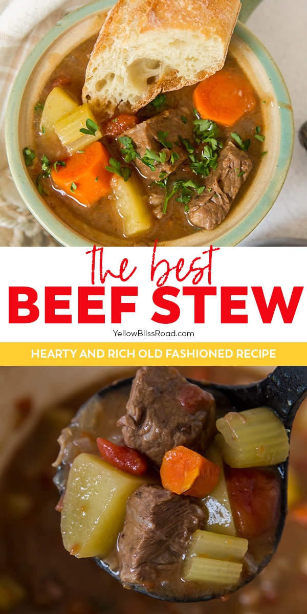 Easy Beef Stew Recipe (Stovetop or Slow Cooker) | YellowBlissRoad.com