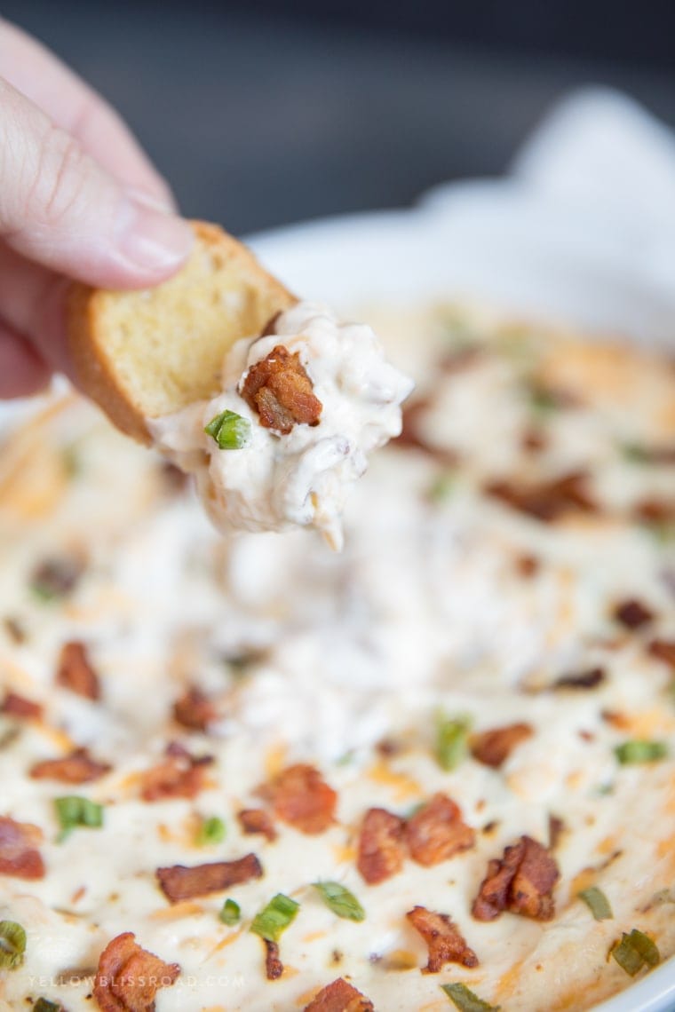 Hot Bacon Dip - Ooey gooey and cheesy game day or party appetizer