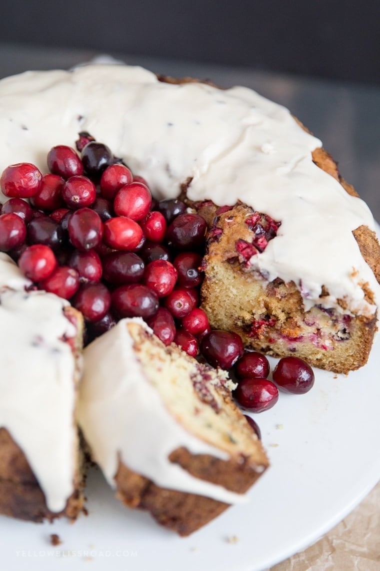 A close up of cake with cranberries