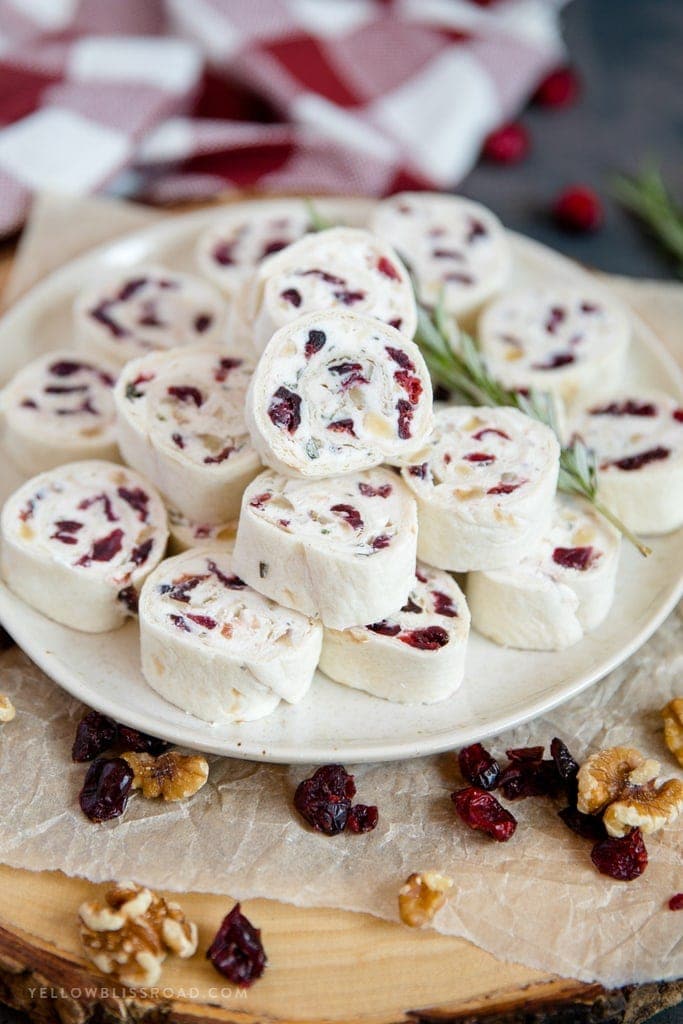 Easy Cranberry Walnut Pinwheels for a delicious holiday appetizer or snack.