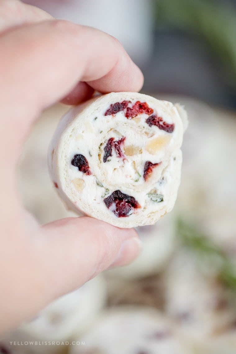 Cranberry Walnut Pinwheels - a delicious Thanksgiving appetizer made with cream cheese, rosemary, cranberries and walnuts