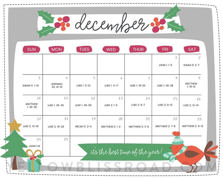 Christmas Countdown Calendar - a great way to build up to the excitement of Christmas. Includes a blank calendar and a scripture filled Advent version.