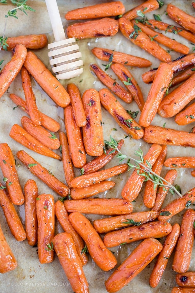 Sweet Oven Roasted Carrots with Honey Butter and Fresh Thyme