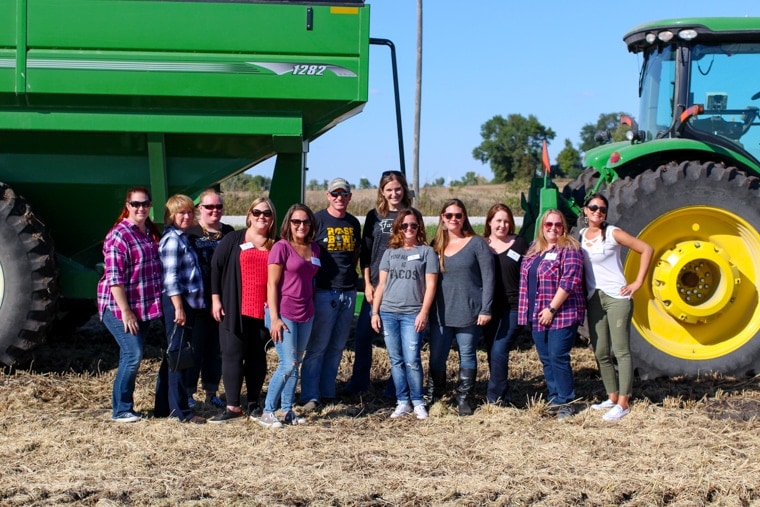 Iowa Corn Quest bloggers and a tractor
