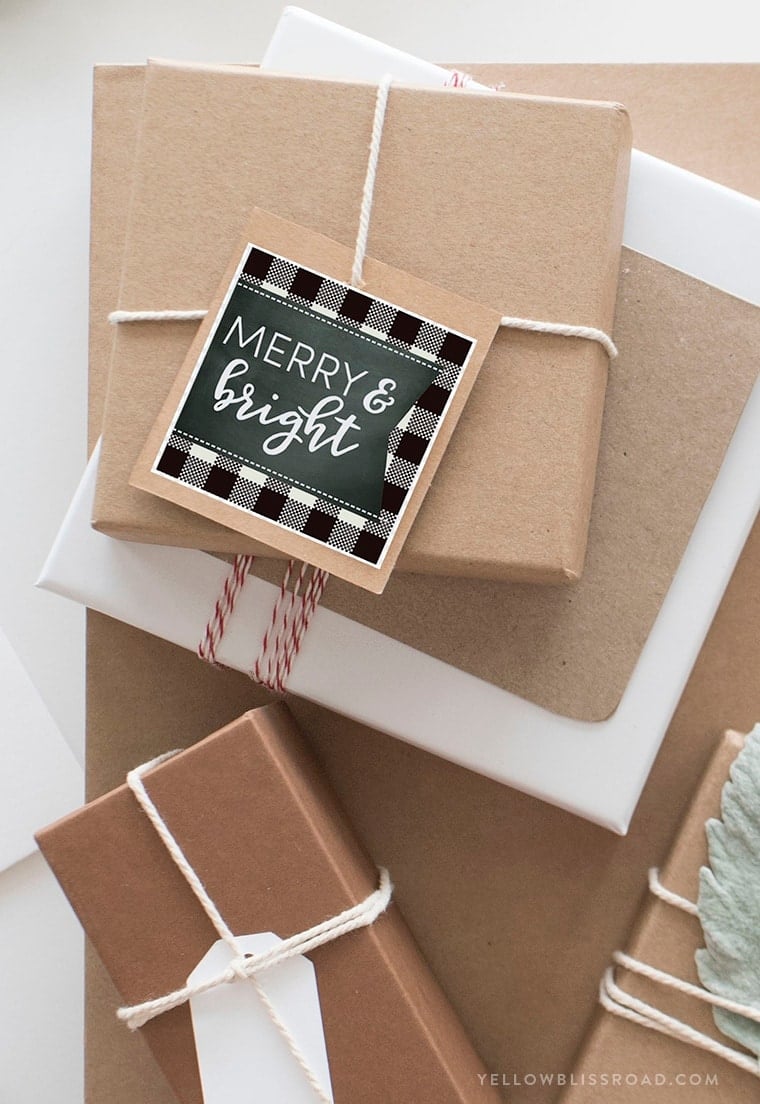 Christmas gifts with printable tags