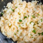 A close up of cauliflower mac and cheese