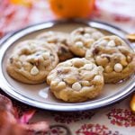 A plate of Orange Cranberry White Chocolate Cookies