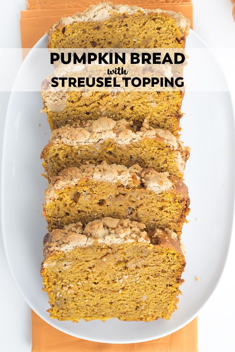 This pumpkin bread with streusel topping is the perfect way to kick off the fall season. It's a dense, moist quick bread recipe full of fall spices.