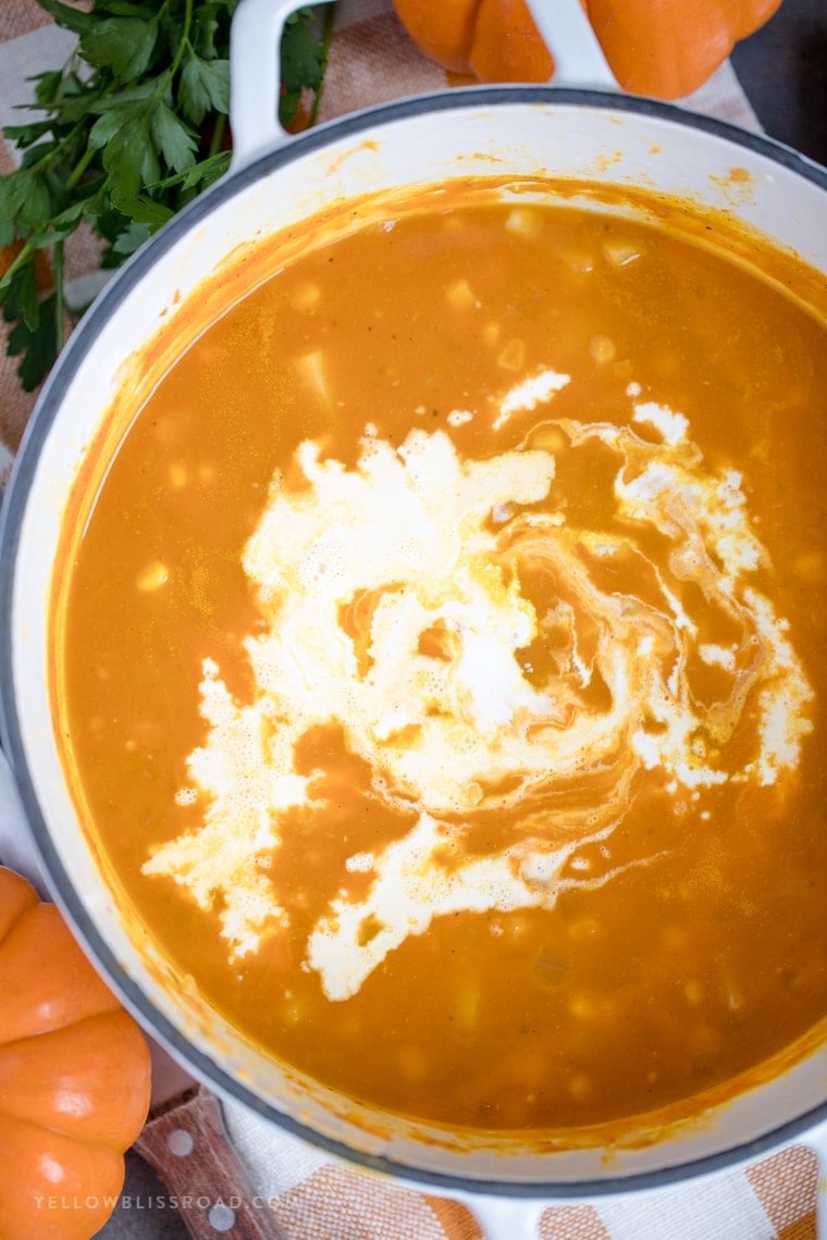 Pumpkin, Corn and Potato Chowder